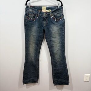 Vintage Marlow Y2K Embroidered Jeans Phoenix Detail Size 31 / 13 Distressed